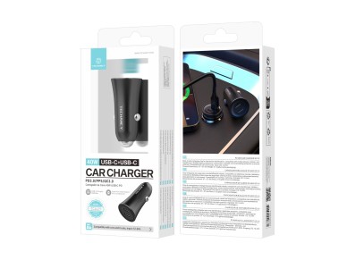 Techancy Carregador de carro 40W Dual USB C PD PPS QC3.0 TC6429 Carregamento rapido 12V 24V Preto
