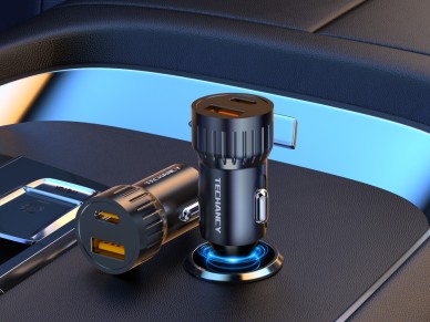 Techancy Carregador de carro 52.5W USB A e USB C PD PPS QC3.0 TC6430 Carregamento rapido 12V 24V Pre