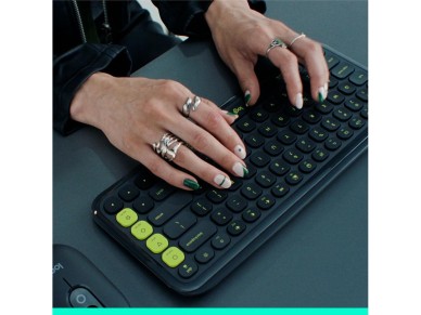 Teclado logitech pop icon keys inalambrico grafito - verde