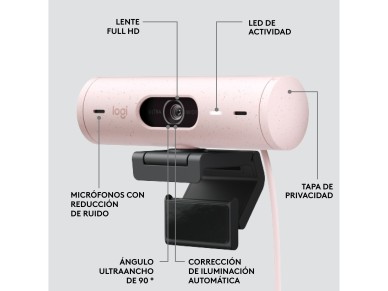 Logitech brio 500 pink full hd webcam - usb type c