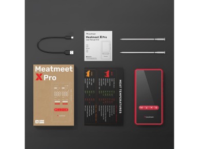 Meatmeet X Pro Kitchen Thermometer with Bluetooth/WiFi App for Grill, Oven, Smoker - Black