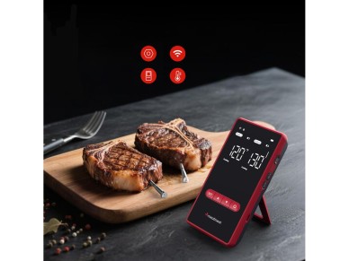 Meatmeet X Pro Kitchen Thermometer with Bluetooth/WiFi App for Grill, Oven, Smoker - Black