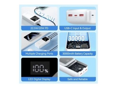 Powerbank 30000mAh Vention FHMW0/ 22.5W/ White