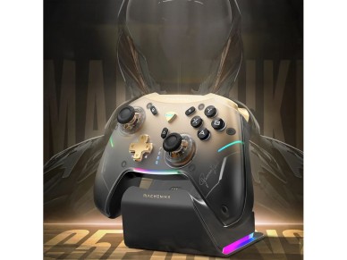 Controle sem fio Machenike G5Pro Premium Edition com base de carregamento - Preto e Dourado Controle sem fio Machenike G5Pro Premium Edition com base de carregamento - Preto e Dourado