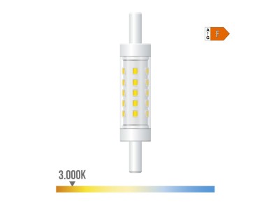 L�mpada linear led 78 mm, r7s, 5 w, 500 lm, 3000 k, luz quente, regul�vel, �15 x 78 mm