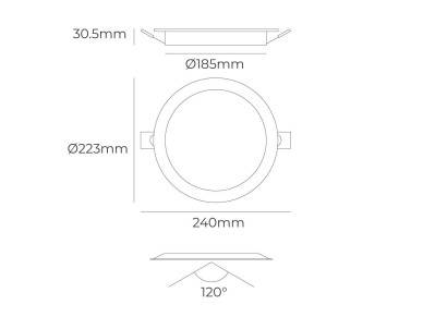 Downlight led empotrable, redondo, 18 w, 3cct, 1820 lm, marco blanco, �22,3 cm