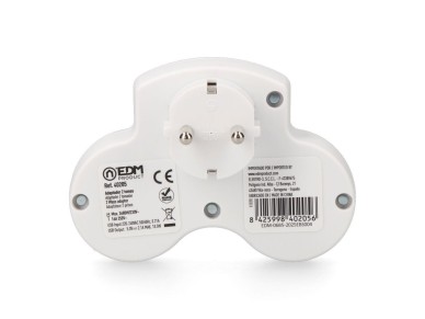 Adapter with 2 schuko 2p+e sockets and 2 usb ports (a+c), white Adapter with 2 schuko 2p+e sockets and 2 usb ports (a+c), white