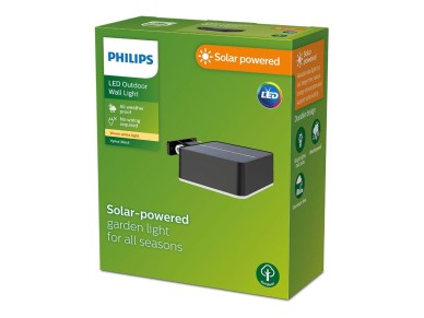 Aplique solar quadrado, ip 44 1,5w, 200im 2700k, luz quente, medidas: 10,5x4,6x13,6cm. philips Aplique solar quadrado, ip 44 1,5w, 200im 2700k, luz quente, medidas: 10,5x4,6x13,6cm. philips