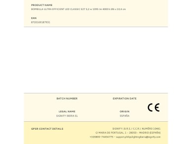 Bombilla ultra efficient led classic e27 5,2 w 1095 im 4000 k �6 x 10,4 cm