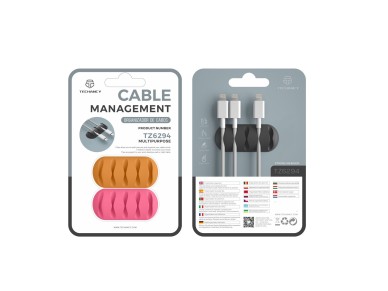 Techancy Cable Support, TZ6294, 2 units, cable organizer, orange + pink