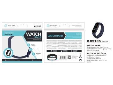 Techancy Blue Silicone Wristband KC2105, Compatible with Mi5/6 Smart Band, Made of Silicone, Soft an Techancy Blue Silicone Wristband KC2105, Compatible with Mi5/6 Smart Band, Made of Silicone, Soft an