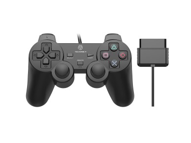 Controlador de jogos com fio USB Techancy PS2, TX1702, com joystick duplo com feedback vibratório, p Controlador de jogos com fio USB Techancy PS2, TX1702, com joystick duplo com feedback vibratório, p