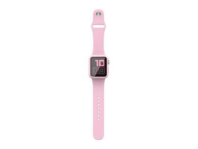 Techancy KC2115 Silicone Watch Band with Screen Protector, Compatible with Apple Watch 44mm, Pink