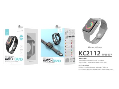 Fully adhesive watch band for Techancy watch, KC2112, compatible with Apple Watch 38-40 mm, gray. Fully adhesive watch band for Techancy watch, KC2112, compatible with Apple Watch 38-40 mm, gray.