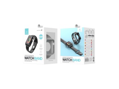 Fully adhesive watch band for Techancy watch, KC2112, compatible with Apple Watch 38-40 mm, gray. Fully adhesive watch band for Techancy watch, KC2112, compatible with Apple Watch 38-40 mm, gray.