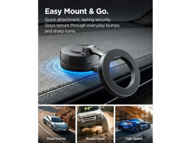 Soporte para coche Spigen MFT36 MagSafe para salpicadero/parabrisas - Negro
