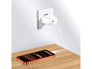 Cargador de pared Tech-Protect NCA45W-GAN de 2 puertos USB-C/USB-A de 45 W - Blanco Cargador de pared Tech-Protect NCA45W-GAN de 2 puertos USB-C/USB-A de 45 W - Blanco