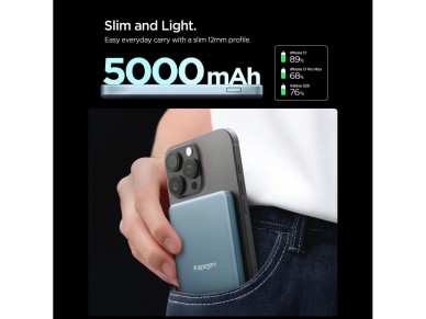 Spigen EA2205MQ Essential MagSafe 5000MAH 22.5W QI2 Power Bank - Navy Blue Spigen EA2205MQ Essential MagSafe 5000MAH 22.5W QI2 Power Bank - Navy Blue
