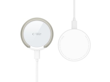 Tech-Protect QI15W-A33 Inductive Charger with MagSafe and Stand with USB-A / USB-C Cable - White