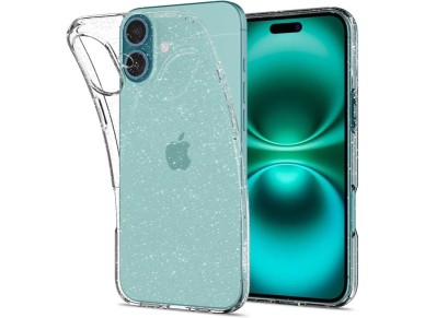 Funda Spigen Liquid Crystal para iPhone 16 Plus - Transparente con purpurina