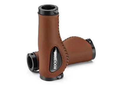 Rockbros 40720001002 leather bicycle grips - brown