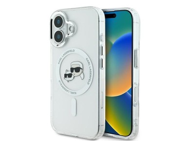 Karl Lagerfeld IML Metal Karl&Choupette Head MagSafe Case for iPhone 16 - White Karl Lagerfeld IML Metal Karl&Choupette Head MagSafe Case for iPhone 16 - White