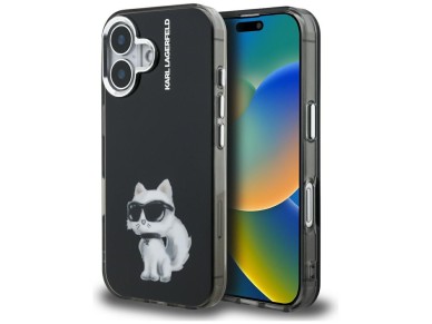 Karl Lagerfeld IML Aquarelle Choupette & Logo iPhone 16 Case - Black Karl Lagerfeld IML Aquarelle Choupette & Logo iPhone 16 Case - Black