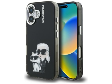 Funda para iPhone 16 Karl Lagerfeld IML Aquarelle Karl & Choupette & Logo - Negra Funda para iPhone 16 Karl Lagerfeld IML Aquarelle Karl & Choupette & Logo - Negra