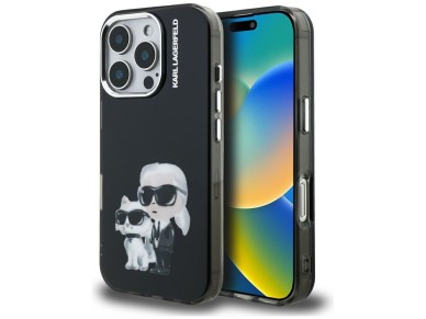 Karl Lagerfeld IML Aquarelle Karl & Choupette & Logo Case for iPhone 16 Pro Max - Black Karl Lagerfeld IML Aquarelle Karl & Choupette & Logo Case for iPhone 16 Pro Max - Black