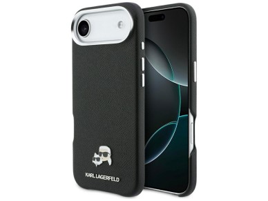 Karl Lagerfeld Karl & Choupette Head Pins Saffiano MagSafe Case for iPhone Air - Black Karl Lagerfeld Karl & Choupette Head Pins Saffiano MagSafe Case for iPhone Air - Black