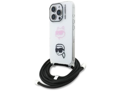 Karl Lagerfeld IML Crossbody Karl&Choupette Head Case for iPhone 16 Pro Max - White Karl Lagerfeld IML Crossbody Karl&Choupette Head Case for iPhone 16 Pro Max - White