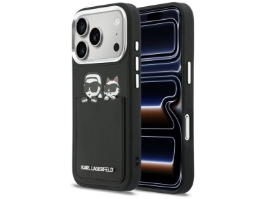 Karl Lagerfeld Karl & Choupette Print & Pocket Case for iPhone 17 Pro - Black Karl Lagerfeld Karl & Choupette Print & Pocket Case for iPhone 17 Pro - Black