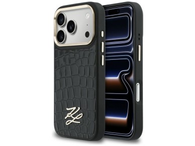 Karl Lagerfeld Croco KL Script Logo MagSafe Case for iPhone 17 Pro Max - Black Karl Lagerfeld Croco KL Script Logo MagSafe Case for iPhone 17 Pro Max - Black