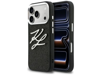 Karl Lagerfeld IML Glitter KL Diamond Logo Case for iPhone 17 Pro - Black Karl Lagerfeld IML Glitter KL Diamond Logo Case for iPhone 17 Pro - Black