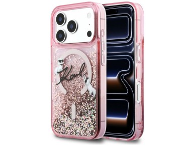 Karl Lagerfeld Liquid Glitter Karl Script Logo MagSafe Case for iPhone 17 Pro - Pink