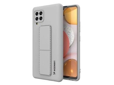 Wozinsky Kickstand Case silicone case with stand Samsung Galaxy A42 5G case gray