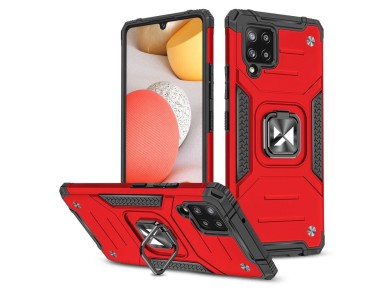 Capa Wozinsky Ring Armor com suporte, resistente e robusta para Samsung Galaxy A42 5G vermelha