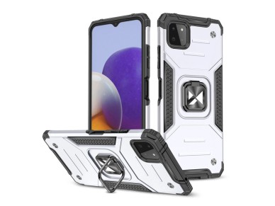 Wozinsky Ring Armor Case Kickstand Tough Rugged Cover for Samsung Galaxy A22 4G silver
