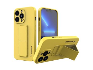 Wozinsky Kickstand Case iPhone 13 Pro Max Yellow Silicone Case with Stand
