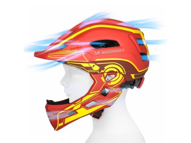 Wozinsky Kids' Full Face Bike Helmet with USB Rear Light S - Red and Yellow Wozinsky Kids' Full Face Bike Helmet with USB Rear Light S - Red and Yellow