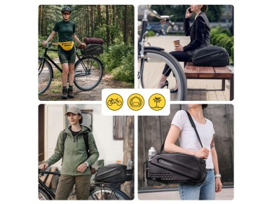 Wozinsky Bike Trunk Bag with Long Strap and Expandable Side Pockets - Black Wozinsky Bike Trunk Bag with Long Strap and Expandable Side Pockets - Black