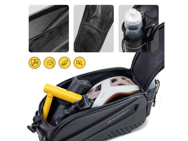 Wozinsky Bike Trunk Bag with Long Strap and Expandable Side Pockets - Black Wozinsky Bike Trunk Bag with Long Strap and Expandable Side Pockets - Black