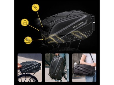 Wozinsky Bike Trunk Bag with Long Strap and Expandable Side Pockets - Black Wozinsky Bike Trunk Bag with Long Strap and Expandable Side Pockets - Black
