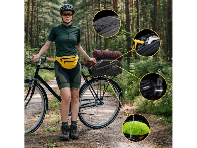 Wozinsky Bike Trunk Bag with Long Strap and Expandable Side Pockets - Black Wozinsky Bike Trunk Bag with Long Strap and Expandable Side Pockets - Black
