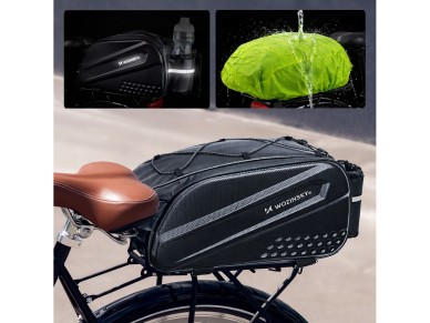 Wozinsky Bike Trunk Bag with Long Strap and Expandable Side Pockets - Black Wozinsky Bike Trunk Bag with Long Strap and Expandable Side Pockets - Black