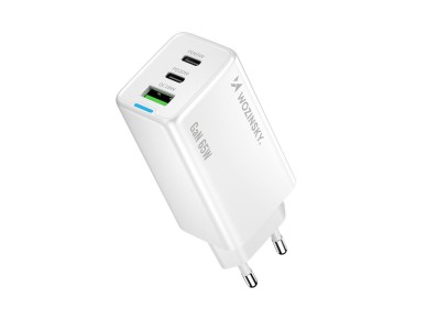Cargador Wozinsky GaN de 65 W con puertos USB-A y 2 puertos USB-C, incluye cable USB-C de 65 W - Bla Cargador Wozinsky GaN de 65 W con puertos USB-A y 2 puertos USB-C, incluye cable USB-C de 65 W - Bla