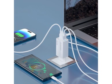 Cargador Wozinsky GaN de 65 W con puertos USB-A y 2 puertos USB-C, incluye cable USB-C de 65 W - Bla Cargador Wozinsky GaN de 65 W con puertos USB-A y 2 puertos USB-C, incluye cable USB-C de 65 W - Bla