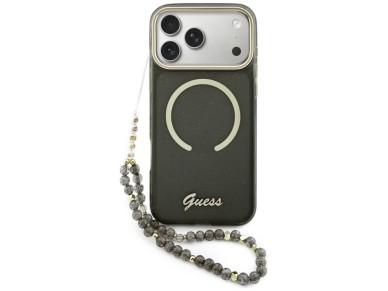 Guess IML Glitters Script Strap MagSafe case for iPhone 17 Pro Max - black Guess IML Glitters Script Strap MagSafe case for iPhone 17 Pro Max - black