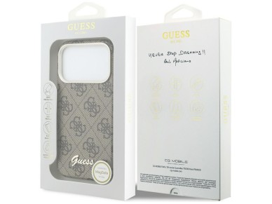 Capa Guess 4G Script MagSafe para iPhone 17 Pro Max - Marrom
