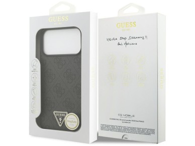 Guess Leather 4G Triangle Strass MagSafe Case for iPhone 17 Pro Max - Black